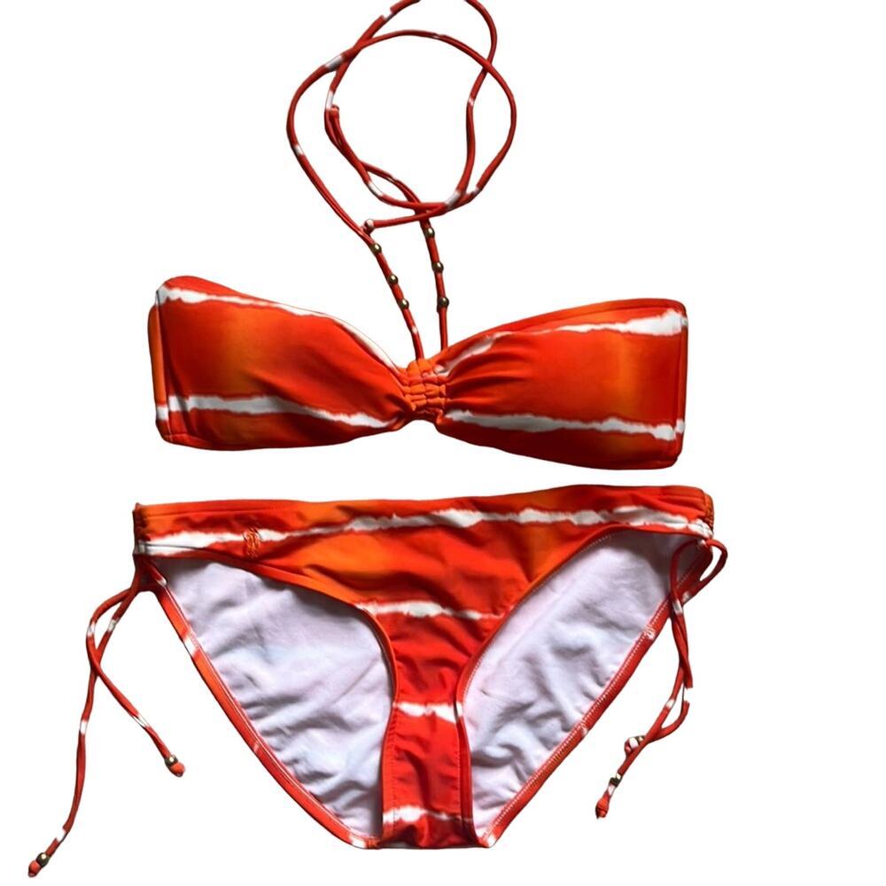 Ralph Lauren Orange Tie-Dye Bikini Top and Bottom Size L